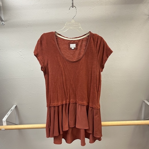 Anthropologie Tops - Anthropologie Postmark Top Womens Large Ruffle Peplum Boho Flowy Shirt Tee